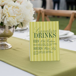 Expositor En L Elegant Chartreuse Stripe Signature Drinks Wedding