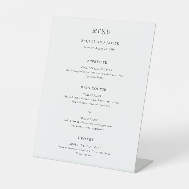 Expositor En L Elegant Classic Wedding Menu (Anverso)