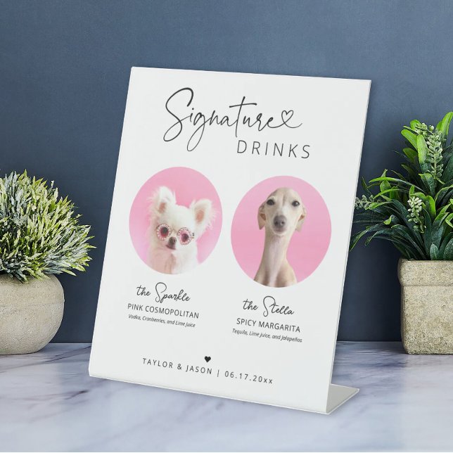 Expositor En L Elegant Dog Signature Drinks | Wedding Bar Sign (Subido por el creador)