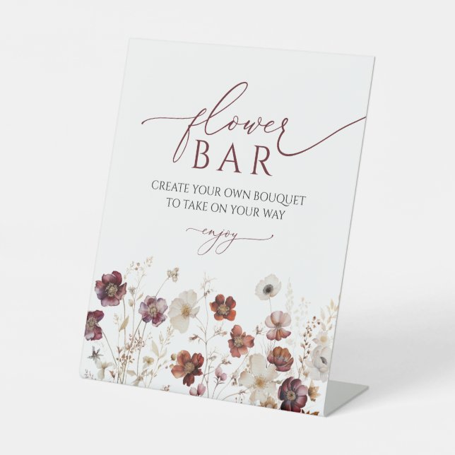 Expositor En L Elegant Fall Wildflowers Flower Bar Sign (Anverso)