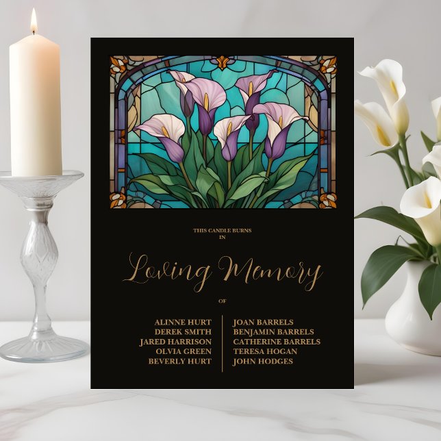 Expositor En L Elegant Floral Calla Stained Glass Effect Mauve (Elegant Floral Calla Stained Glass Effect in Mauve Shades for Wedding Memorial Table Pedestal Signs.)
