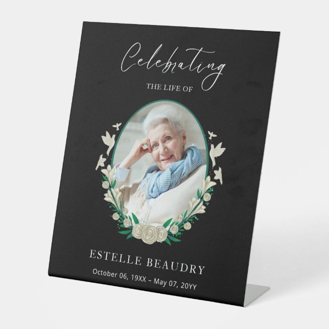 Expositor En L Elegant Floral Funeral Celebration of life Photo   (Anverso)