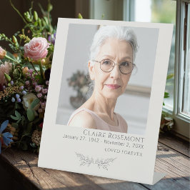 Expositor En L Elegant Floral Funeral Photo Pedestal Sign