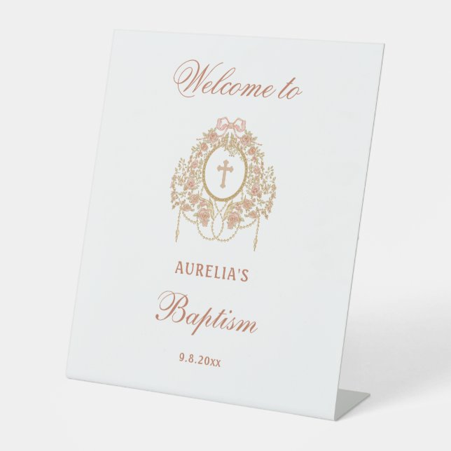 Expositor En L Elegant Frame Holy Cross Baptism Welcome (Anverso)