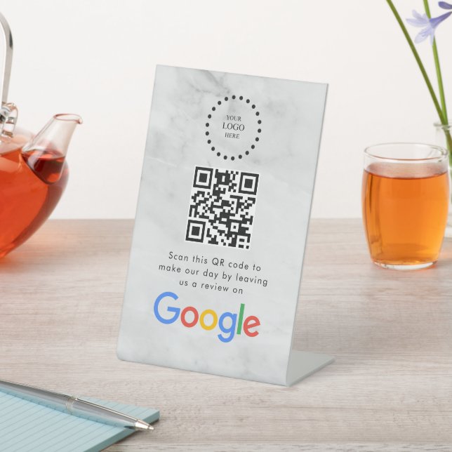 Expositor En L Elegant Google reviews qr code tabletop sign (In Situ)