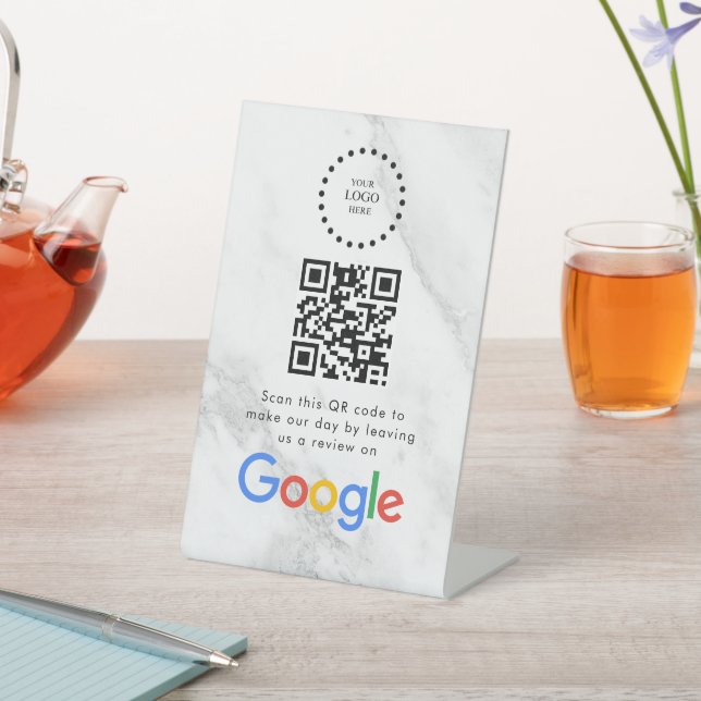 Expositor En L Elegant Google reviews qr code tabletop sign (In Situ)