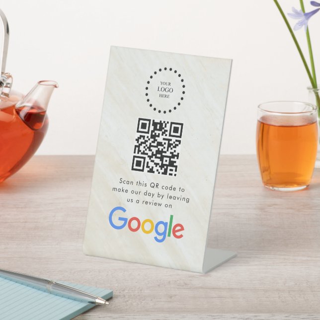 Expositor En L Elegant Google reviews qr code tabletop sign (In Situ)