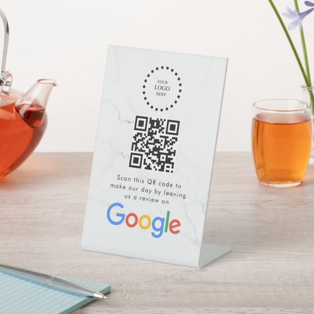 Expositor En L Elegant Google reviews qr code tabletop sign (In Situ)