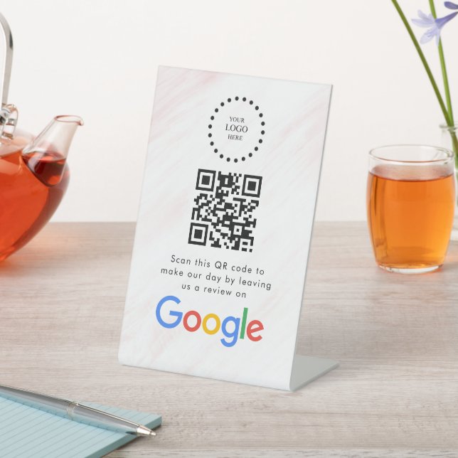 Expositor En L Elegant Google reviews qr code tabletop sign (In Situ)