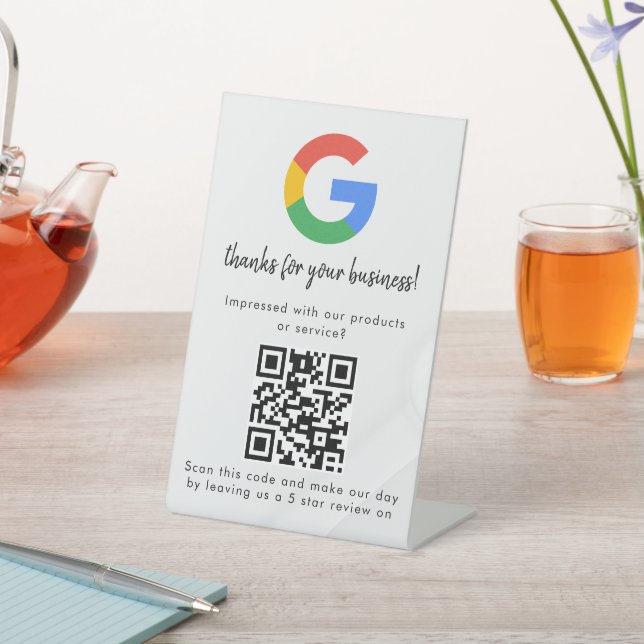 Expositor En L Elegant Google reviews qr code tabletop sign (In Situ)