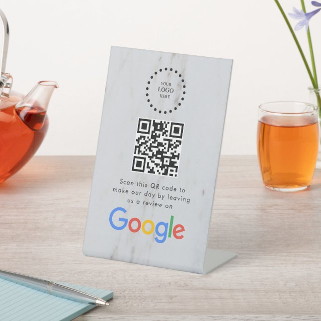Expositor En L Elegant Google reviews qr code tabletop sign (In Situ)