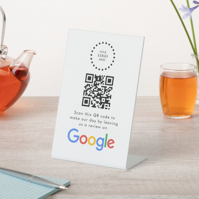 Expositor En L Elegant Google reviews qr code tabletop sign (In Situ)