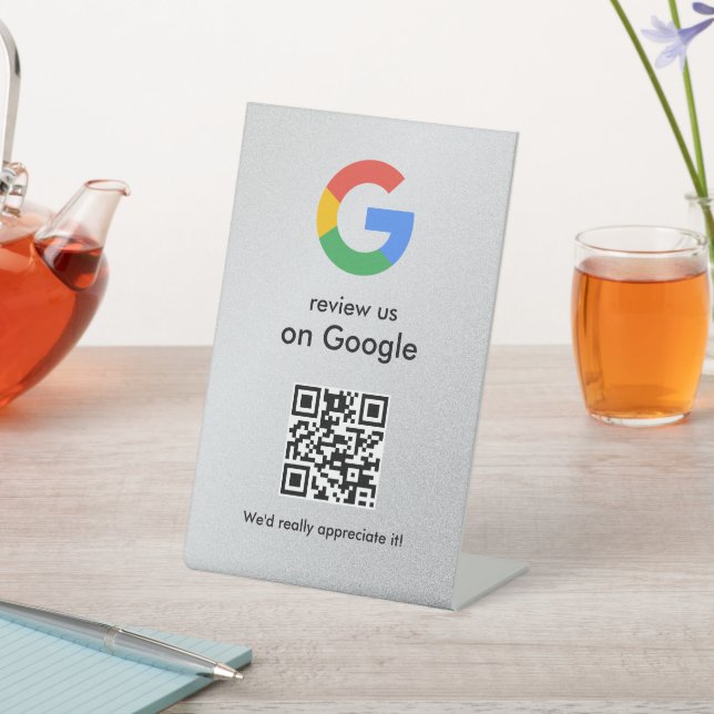 Expositor En L Elegant Google reviews qr code tabletop sign (In Situ)