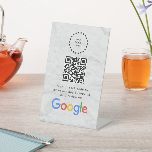 Expositor En L Elegant Google reviews qr code tabletop sign (In Situ)