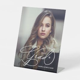 Expositor En L Elegant Grad Script Photo Graduation Party