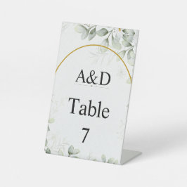 Expositor En L Elegant Green & White Floral Table Number