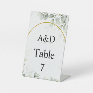 Expositor En L Elegant Green & White Floral Table Number