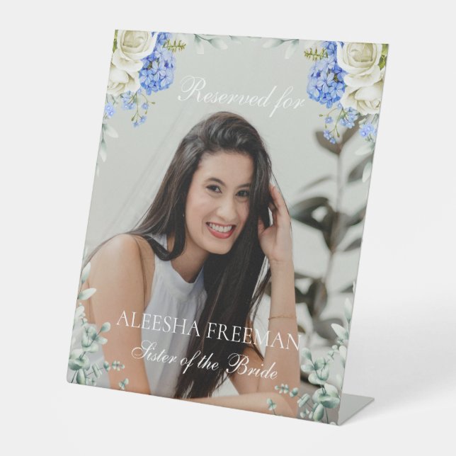 Expositor En L Elegant Hydrangea Wedding Reserved Memorial Chair (Anverso)