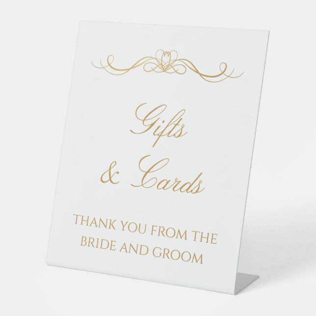Expositor En L Elegant Modern Custom Gold Script Gifts Wedding (Anverso)