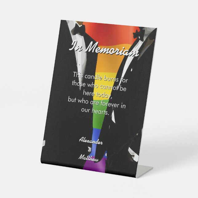 Expositor En L Elegant Modern Gay Men Wedding Rainbow In Memoriam (Anverso)