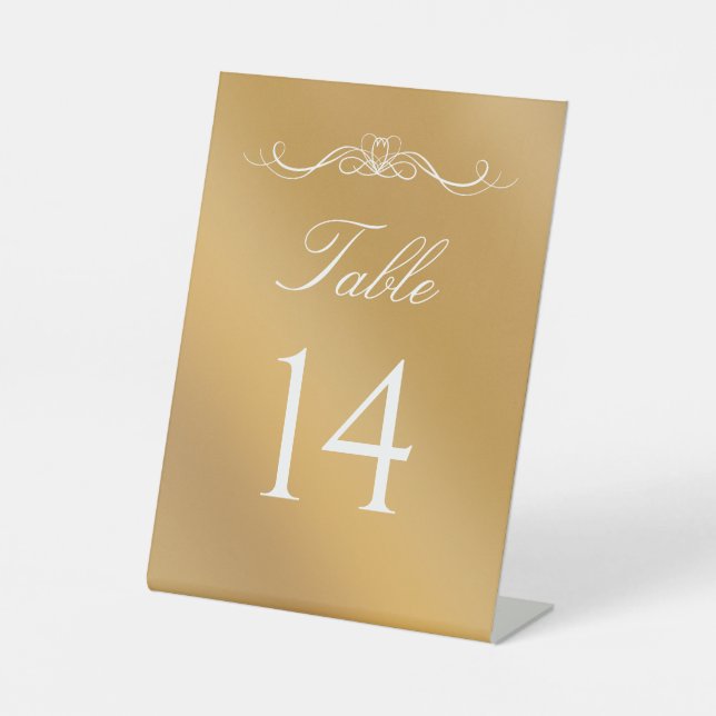 Expositor En L Elegant Modern Gold Gradient Wedding Table Number (Anverso)