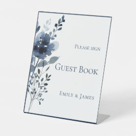 Expositor En L Elegant Navy Blue Botanical Wedding