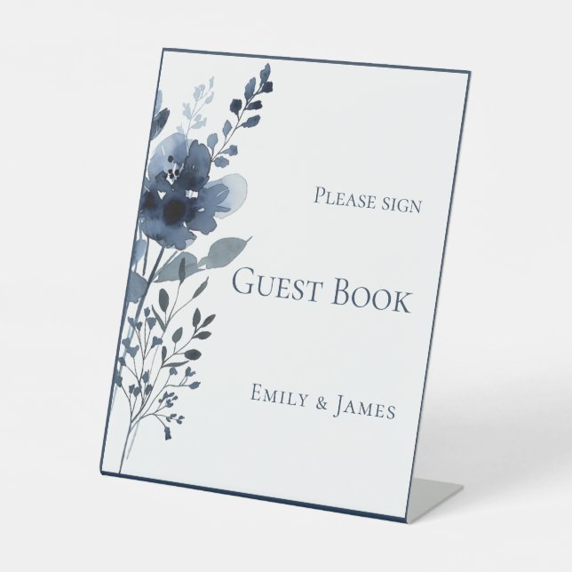 Expositor En L Elegant Navy Blue Botanical Wedding (Anverso)
