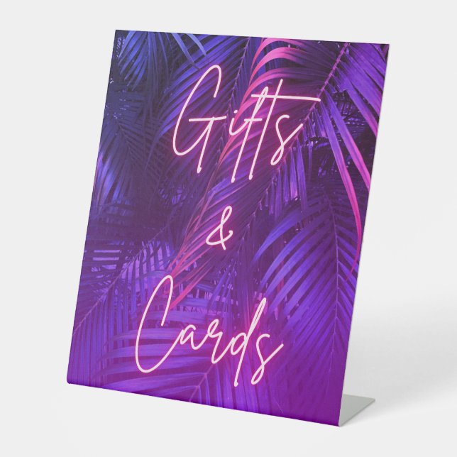Expositor En L Elegant Purple Palm Leaf Gifts and Cards Pedestal (Anverso)