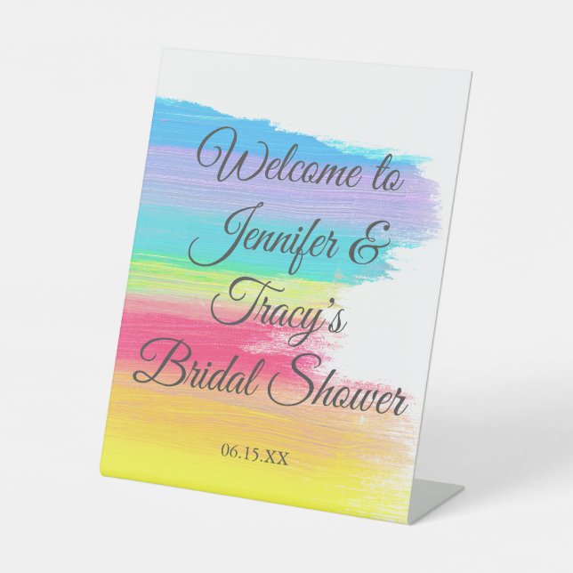 Expositor En L Elegant Rainbow Personalized Lesbian Bridal Shower (Anverso)