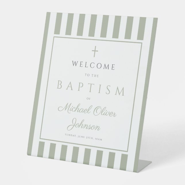 Expositor En L Elegant Religious Sage Green Baptism (Anverso)
