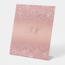 Expositor En L Elegant Rose Gold Luxe Shimmer Monogram