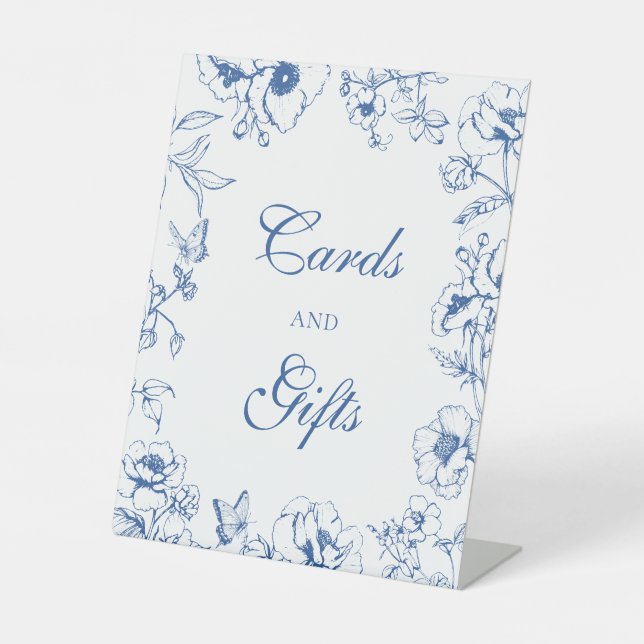 Expositor En L Elegant Royal Blue Floral Wedding Cards Gifts  (Anverso)
