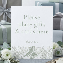 Expositor En L Elegant Sage Chinoiserie Nature Bird Bridal Shower