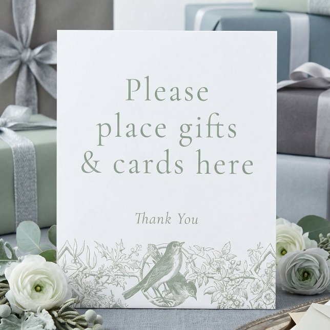 Expositor En L Elegant Sage Chinoiserie Nature Bird Bridal Shower (Subido por el creador)