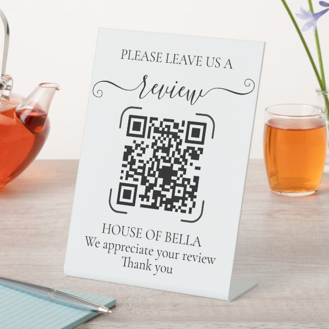 Expositor En L Elegant Script QR Code Review  (In Situ)