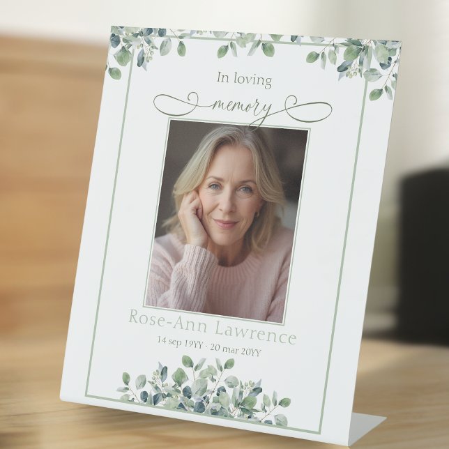 Expositor En L Elegant Simple Eucalyptus Photo In loving memory (Subido por el creador)