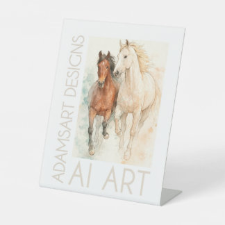 Expositor En L Elegant Watercolor Horses Duo – Graceful Equine