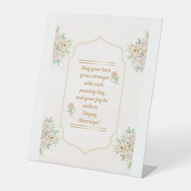 Expositor En L Elegant Wedding Pedestal Sign - Custom 10" x 12"  (Anverso)