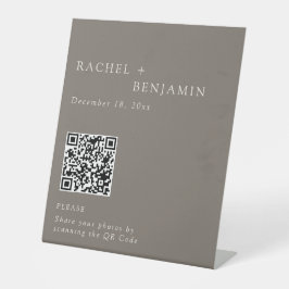 Expositor En L Elegant Wedding Photo Share QR Code Taupe