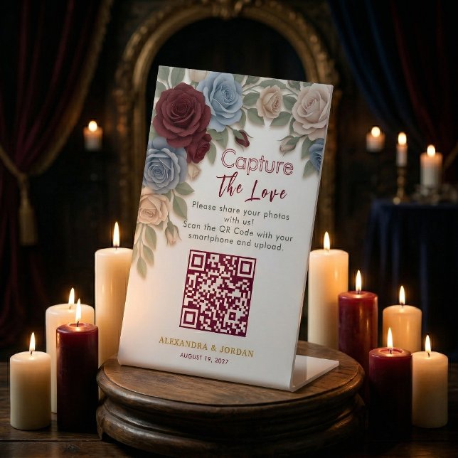 Expositor En L Elegant Wedding Photo Sharing With QR Code  (Subido por el creador)