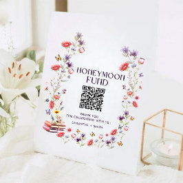 Expositor En L Elegant Wildflower Honeymoon Fund QR Code Wedding