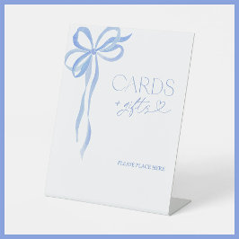 Expositor En L Elegante acuarela Dusty Blue Bow Cards and Gifts