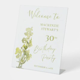 Expositor En L Elegante acuarela verde botánica 30 cumpleaños