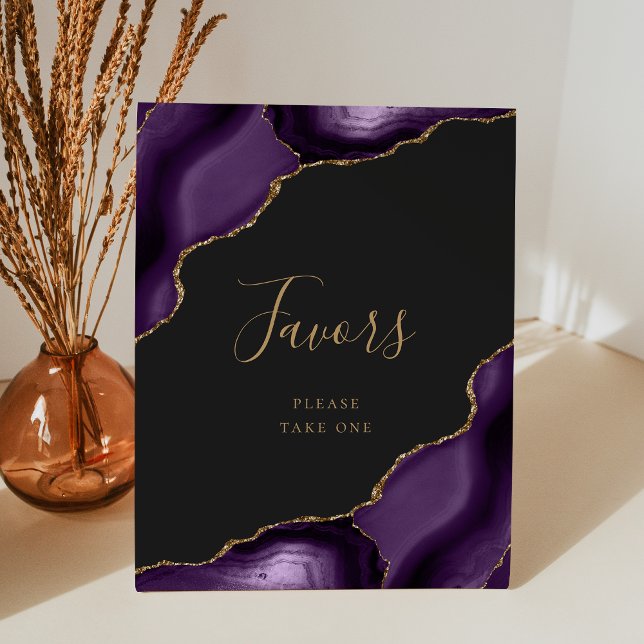Expositor En L Elegante Agate Purple Gold Dark Wedding Favors (Subido por el creador)