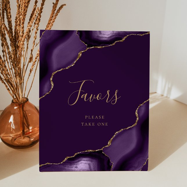 Expositor En L Elegante Agate Purple Gold Plum Wedding Favors (Subido por el creador)