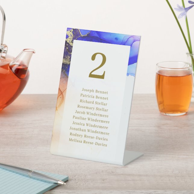 Expositor En L Elegante asiento de mesa Boda blanco azul (In Situ)