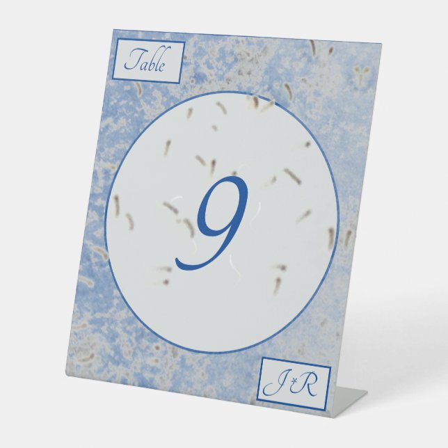 Expositor En L Elegante azul y gris monogramado (Anverso)