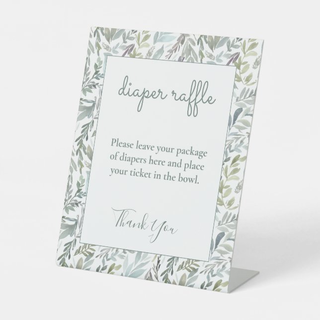 Expositor En L Elegante Baby Shower de acuarela botánica (Anverso)