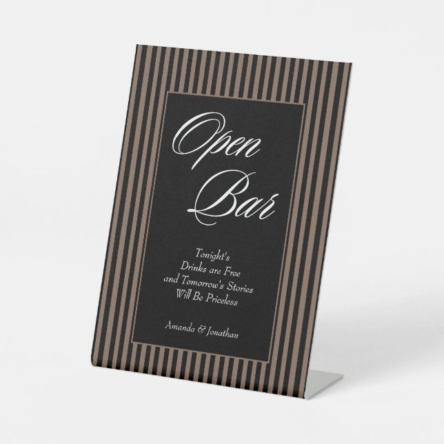 Expositor En L Elegante bar abierto de rayas negras y marrones (Anverso)