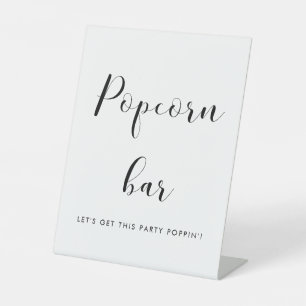 Expositor En L Elegante bar de palomitas negro y blanco Boda